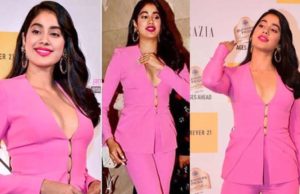 पिंक कलर के शर्टलेस पैंटसूट में बेहद खूबसूरत नजर आई जाह्नवी कपूर