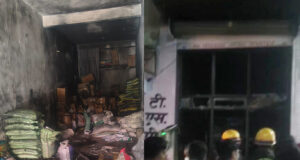 जीवनी मंडी में बीज-कीटनाशक के गोदाम में भीषण आग, लाखों का सामान जलकर राख
